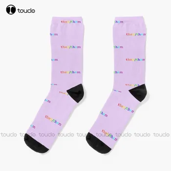 Oni/Them Socks Personalizirane Običaj Čarape Uniseks za odrasle, tinejdžere i mlade na digitalni tisak 360 ° Božićni Poklon za Novu godinu Individualni dar Klasicni