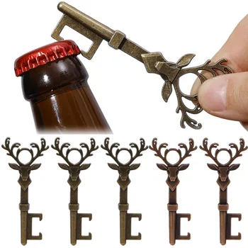 Božićni privjesak za ključeve za otvaranje pivskih boca s glavom jelen od цинкового legure, starinski privezak za ključeve, ovjes, otvarač za boce za фестивальной zurke, bar alat