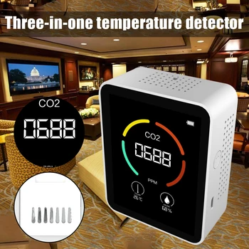 Prijenosni Detektor Ugljičnog Dioksida Multifunkcionalni Monitor Temperature I Vlažnosti 3-u-1 za Kućni Ured SEC88