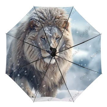 Lav Sa Zimskim Kišobranom Od Snijega Rain Ženski 3-Sklopive Potpuno Automatski Suncobrani Za Alat Za Putovanja na Otvorenom Parapluie