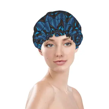 Kapa za tuširanje s paučinom za žene, dual layer elastične vodonepropusne kape za kosu za kadu