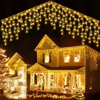 Božićna svjetla Falls Vanjska dekoracija 5 m Visi led svjetla 0,4-0,6 m Vijence za zavjese, Večernje Uređenje strehe Ggarden