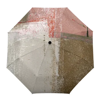 Ulje na platnu Apstraktni Geometrijski Svijetlo crvena Automatski Sklopivi Kišobran s kišobranom Muški Ženski Kišobran sa po cijeloj površini Lagana odjeća za kišu