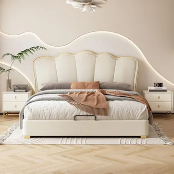 Bračni krevet Nordic Djevojka za pohranu, Slatko Moderna Салонная Bračni krevet, Bijela Luksuzni Namještaj za spavaće sobe Princess Un Matrimoniale