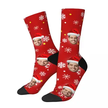 Individualne čarape s po cijeloj površini avatar za muškarce i za žene, smiješne pamučne duge čarape s božićnim dizajnom, kompresije čarape