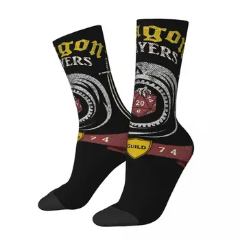 Sretan zabavne muške čarape Ceh boraca zmajeva, starinski stil Harajuku, ulični stil dnd, novo, kreativni luda čarapa, poklon print