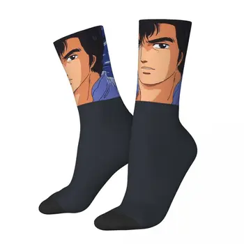 Smiješno Lude čarape za muškarce hip-hop Vintage 80-ih godina anime Gradski lovac, anime zadovoljni kvalitetom tiskanim uzorkom za dječake kompresija posade čarapa