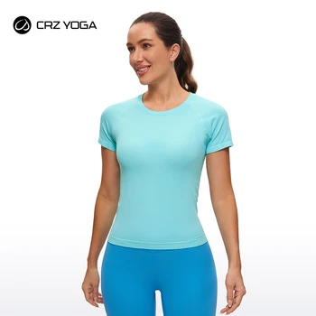 Ženske bešavne majice za trening CRZ JOGA, prozračne majice za teretanu kratkih rukava, sportske majice za trčanje, joga