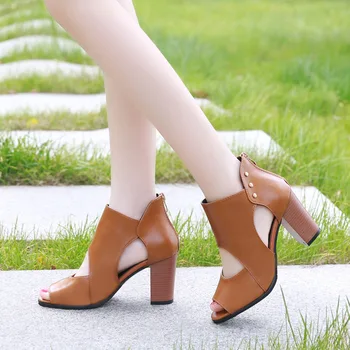 2022 Nove Demokracije Rimske Sandale na visoku petu S okruglim vrhom, Ženske cipele na visoku petu s patent-zatvarač straga u retro stilu, Luksuzne cipele s remenčićem oko gležnja, Ženske Dizajnerske