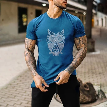 Moderna muška odjeća, kvalitetna majica оверсайз y2k Owl, dizajnerske majice sa šljokicama i kratkim rukavima, komforan svakodnevni ulični t-shirt