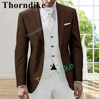 Odijelo Thorndike Brwon 2022, приталенный muško odijelo za vjenčanje smoking mladoženja na red, komplet od 3 predmeta za maturalne večeri, vjenčanja krojač