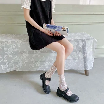 Novi trendi ljetne japanski čarape s izrezima od mekog lovey svježeg čipke u cvijetu, Elegantne ženske mrežaste tanke čarape