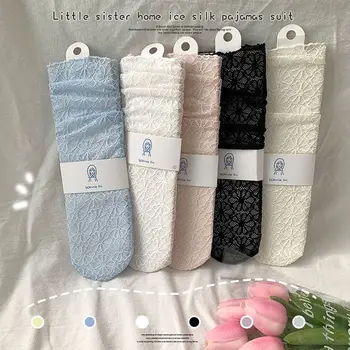 Japanski proljeće JK Svila cvijet Lijepe ženske čarape s nap Držači čarapa srednje dužine Чулочно-носочные proizvoda monokromatski