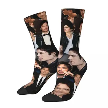 Modni muške čarape, svakodnevne čarape Иэна Сомерхолдера, Ženske čarape Damon The Vampire Diaries, proljeće-ljeto, jesen-zima