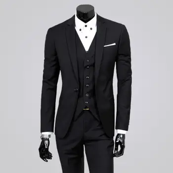 Muško odijelo, odijelo, set iz 3 predmeta, Приталенный muški formalno odijelo munje s odbačenost ovratnik, ravne hlače s prorezom, komplet za svadbene nošnje