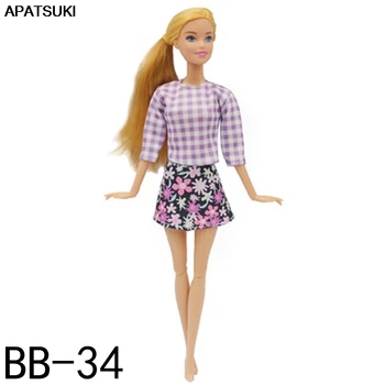 Ljubičasta pokrivač moda lutkarska odjeću za Barbie lutke, top, košulja i suknja s cvjetnim uzorkom, 1/6 Pribor za lutke, igračke za djecu