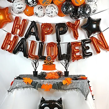 Crno-narančasta dekor za Halloween Гирлянда od balona Luk šišmiš Skeleton Man balone iz folije Pribor za party na Noć vještica Ukras Rekvizite