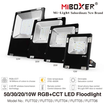 MiBoxer RGBCCT Led Reflektor 10 W, 20 W 30 W 50 W Ac 110 220 2.4 G Daljinsko upravljanje /WiFi APP Control IP65 Vodonepropusna Led Reflektor na otvorenom