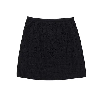 YENKYE 2023 Ženska vintage crna mini suknja kuka s visokim strukom
