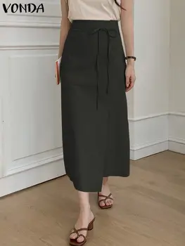 Ženska elegantna suknja VONDA s visokim strukom, Svakodnevne suknje Midi 2024, Ljetna povez, Običan Besplatno Trendy Duge hlače Оверсайз