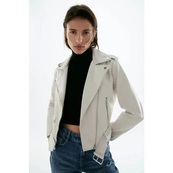 Ženska jakna od 100% prirodne ovčje kože, elegantna jakna od белоснежной kože, modni trendovi
