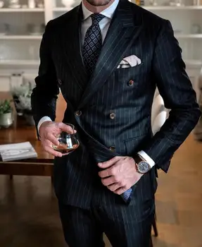 Moderan Talijanski muška odijela u crnu traku, poslovni двубортные tuxedos za mladoženju, sportska jakna za groomsmen na vjenčanju/diplomski / večera, 2 predmeta, sportska jakna za bolji muškarci