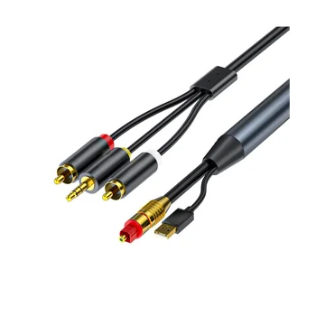 Kabel za pretvaranje digitalnog u analogni audio 2RCA + 3,5 mm стереокабель za HDTV, DVD, slušalice (4,9 ft)
