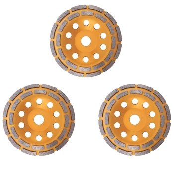 3pcs 150 mm 7-Inčni Diamond 2-redni Segmentni brušenje krug, Brušenje disk, Brusilica, šalicu za usitnjavanje abrazivne trake, otvor 22 mm