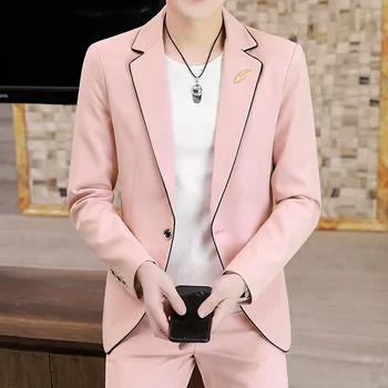 Visoka kvaliteta (sportska jakna + hlače) Muška koreanska verzija modnog mladih malog kostim Elegantan, jednostavan klupska odijelo za stranke iz dva dijela