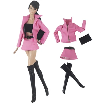 NK 1 set Kaput princeza Plemenite ružičaste boje, Kratka suknja, Cipele, odijelo, Modni haljina, casual odjeću za Barbie lutke Pribor, poklon za djevojke, Igračka