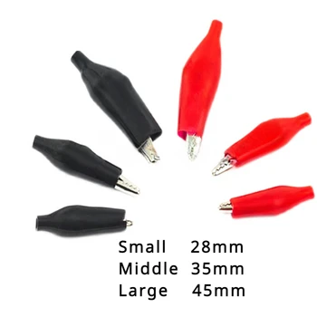 50 kom 28 mm 35 mm 45 mm crno-crvenih mini-stezaljke za testiranje s mekim plastičnim premazom tipa 