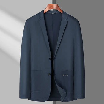 Muški Klasični Ljetni Tanak Vjenčanje Ice blazer Silk Prozračni Protežu Casual Odijelo Veličine Plus, Sako 8XL, Blazers, ali Elegantan